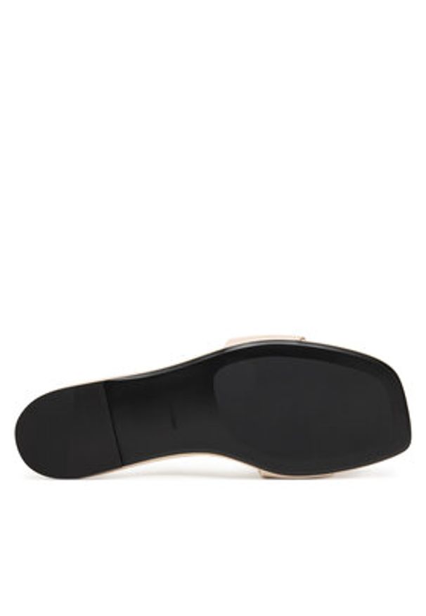 Calvin Klein Klapki Square Flat Sandal Emblem HW0HW03128 Écru. Kolor: kremowy. Materiał: skóra