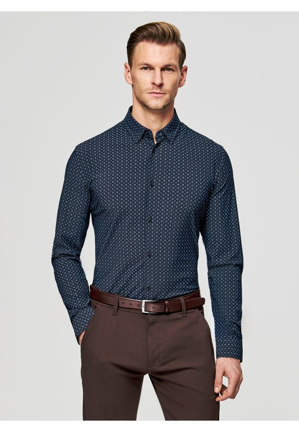 Pako Lorente - PAKO LORENTE – Koszula męska we wzór geometryczny. Materiał: elastan, nylon. Długość rękawa: długi rękaw. Długość: długie. Wzór: geometria. Sezon: wiosna