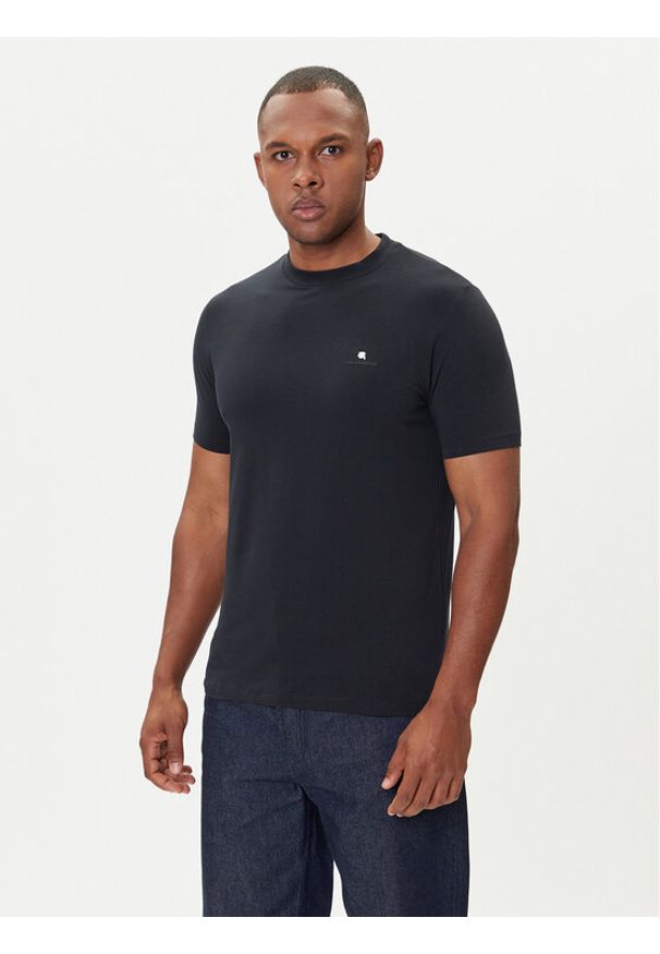 Karl Lagerfeld - KARL LAGERFELD T-Shirt 755053 554235 Granatowy Regular Fit. Typ kołnierza: dekolt w karo. Kolor: niebieski. Materiał: bawełna