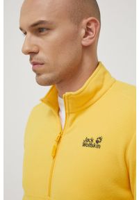 Jack Wolfskin bluza sportowa Gecko męska kolor żółty gładka. Kolor: żółty. Materiał: polar, materiał, dzianina. Długość: krótkie. Wzór: gładki. Styl: sportowy
