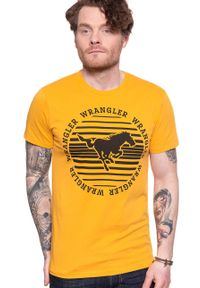 Wrangler - WRANGLER T-SHIRT CIRCLE TEE GOLDEN ROD W7MFD3X1K. Kolor: żółty