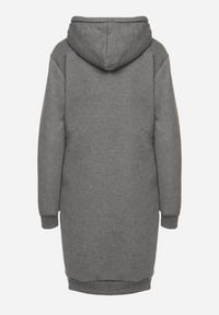 Born2be - Ciemnoszara Tunika Bluza z Bawełną Kapturem i Sznurkami Mivilora. Okazja: na co dzień, do pracy. Typ kołnierza: kaptur. Kolor: szary. Materiał: bawełna. Długość rękawa: długi rękaw. Długość: długie. Styl: sportowy, casual #3