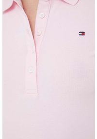 TOMMY HILFIGER - Tommy Hilfiger polo damski kolor różowy. Typ kołnierza: polo. Kolor: różowy. Materiał: bawełna, dzianina. Długość: krótkie #4