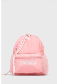 Guess plecak damski kolor różowy duży z nadrukiem. Kolor: różowy. Wzór: nadruk