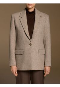 Reserved - Marynarka z wełną - beżowy. Kolor: beżowy. Materiał: wełna. Styl: klasyczny #1