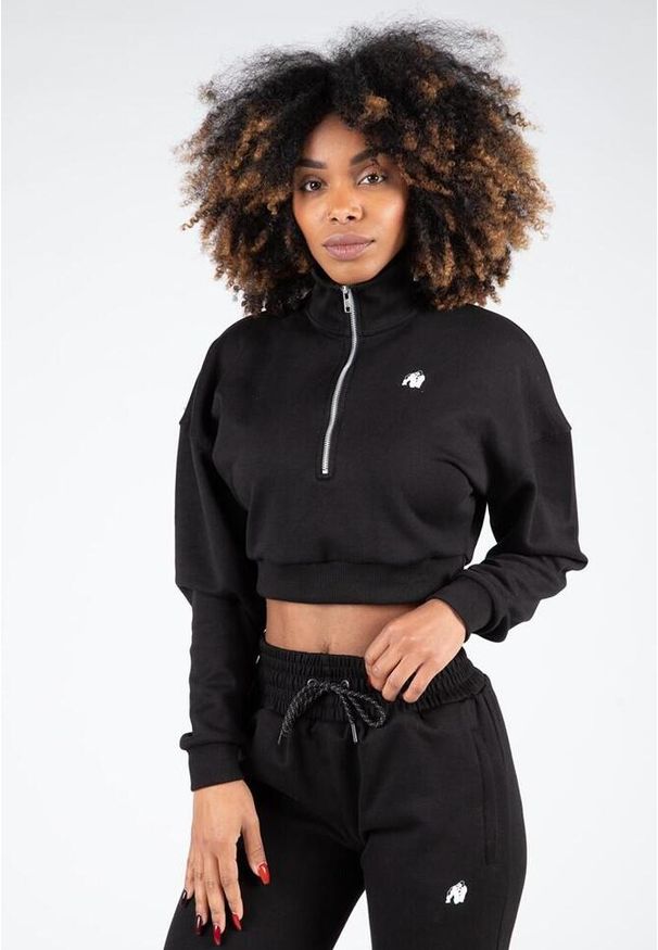 GORILLA WEAR - Ocala Cropped Bluza z zamkiem błyskawicznym do połowy - Czarny. Kolor: czarny. Sport: fitness
