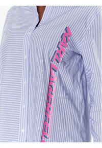 Karl Lagerfeld - KARL LAGERFELD Koszula Logo Print 225W1607 Niebieski Regular Fit. Typ kołnierza: dekolt w karo. Kolor: niebieski. Materiał: bawełna. Wzór: nadruk #5