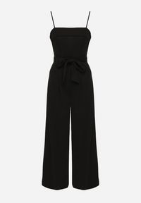 Born2be - Czarny Kombinezon Ozdobiony Paskiem z Szerokimi Nogawkami Deolise. Kolor: czarny. Długość rękawa: na ramiączkach. Wzór: aplikacja. Styl: elegancki #5