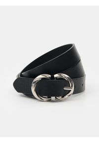 Sinsay - Pasek z imitacji skóry - czarny. Kolor: czarny. Materiał: skóra #1