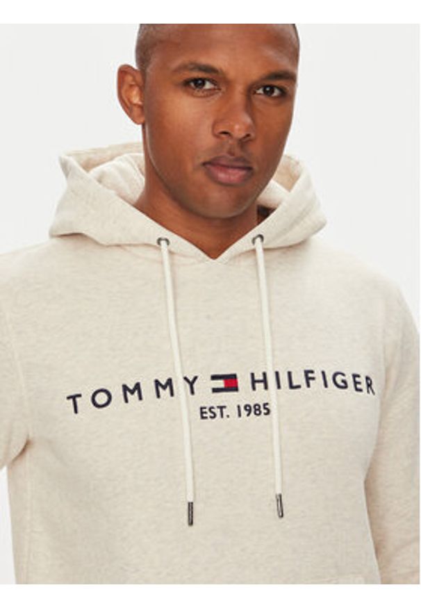 TOMMY HILFIGER - Tommy Hilfiger Bluza Logo MW0MW11599 Beżowy Regular Fit. Kolor: beżowy. Materiał: bawełna