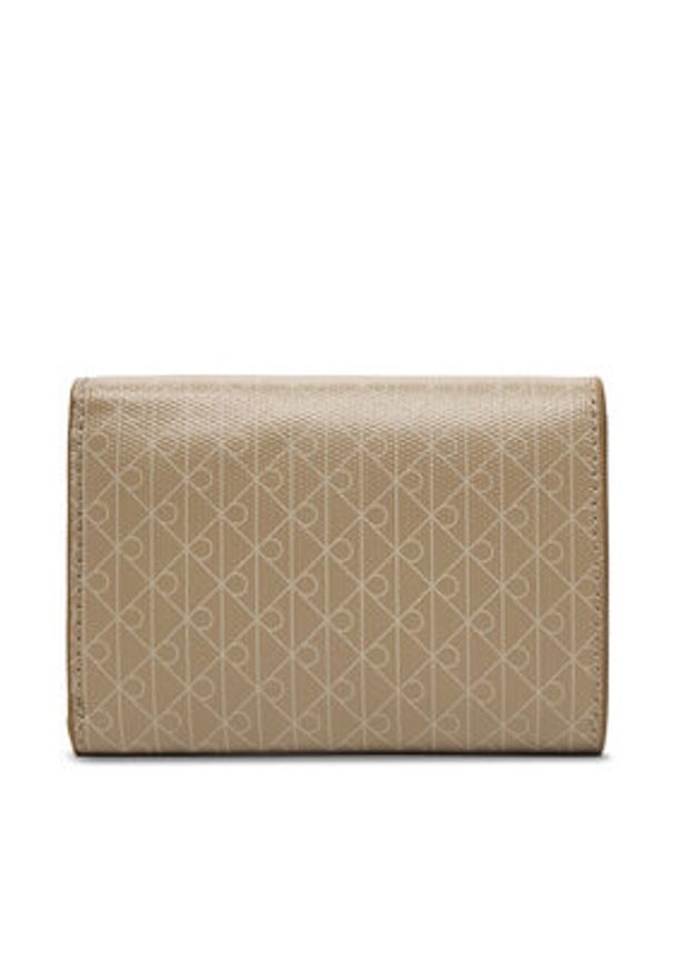 Calvin Klein Portfel Emblem Aop Trifold W/ Zip Pocket LV04F1118G Beżowy. Kolor: beżowy. Materiał: materiał