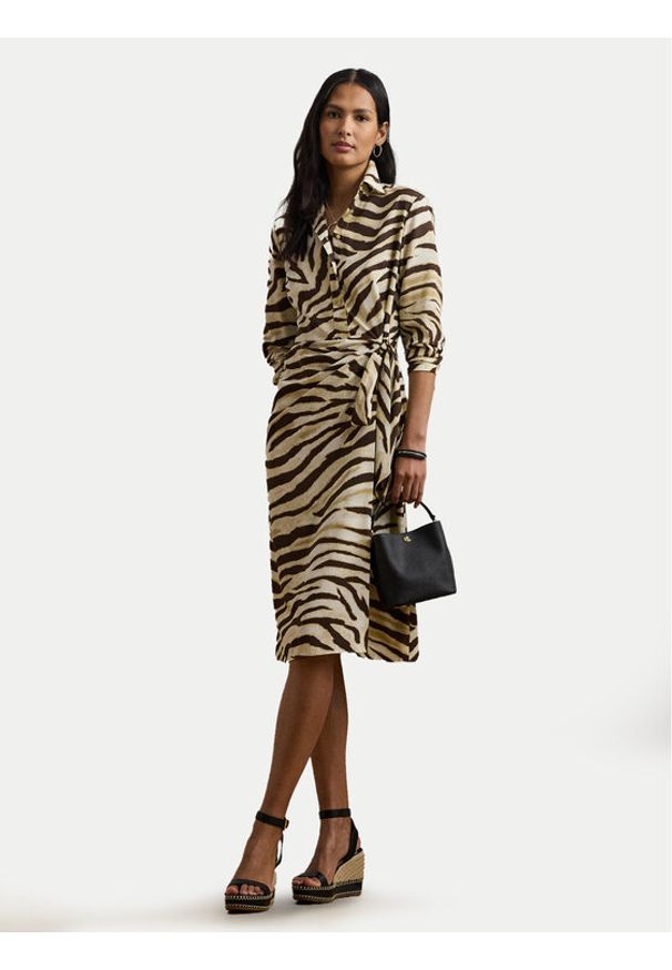 Lauren Ralph Lauren - LAUREN RALPH LAUREN Sukienka koszulowa 200970833001 Beżowy Regular Fit. Kolor: beżowy. Materiał: syntetyk. Typ sukienki: koszulowe