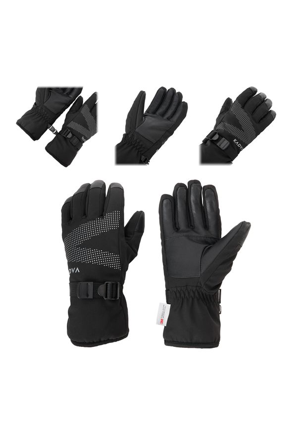 Rękawice narciarskie damskie KADVA Mountain Flow Pro skóra 3M Thinsulate. Kolor: czarny. Materiał: skóra. Technologia: Thinsulate. Sezon: zima. Sport: narciarstwo