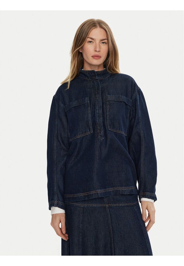 Munthe Bluzka Tuxa 243100024314 Granatowy Relaxed Fit. Kolor: niebieski. Materiał: jeans