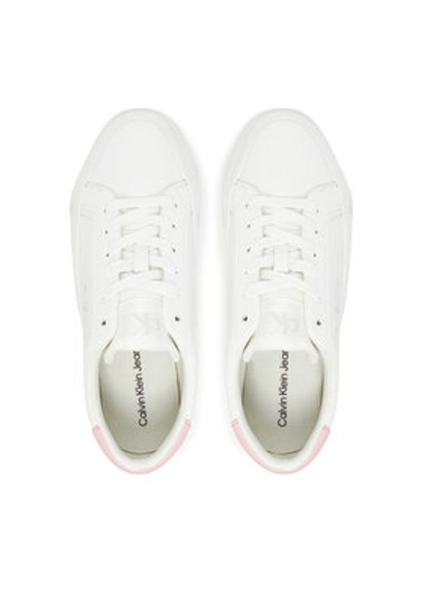 Calvin Klein Jeans Sneakersy Vulc Flatf Lth Logo Tag YW0YW01873 Biały. Kolor: biały. Materiał: skóra
