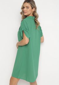 Born2be - Zielona Koszulowa Sukienka z Koronką Jetana. Kolor: zielony. Materiał: koronka. Długość rękawa: krótki rękaw. Wzór: koronka. Typ sukienki: koszulowe. Styl: elegancki #5
