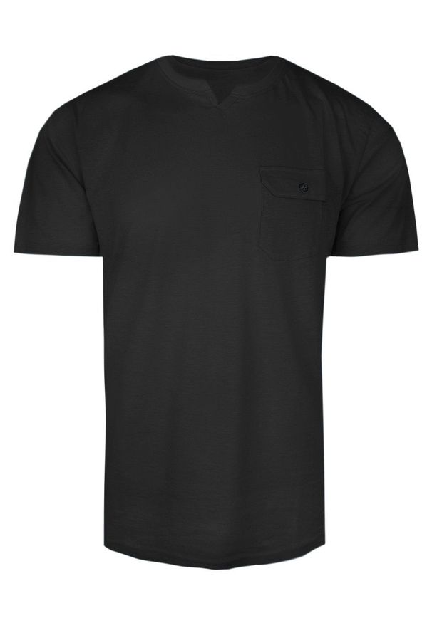 Męski T-Shirt (Koszulka) - Brave Soul - Czarny z Kieszonką. Okazja: na co dzień. Kolor: czarny. Materiał: bawełna. Sezon: lato, wiosna. Styl: casual