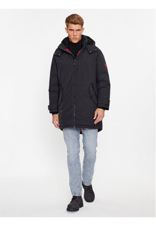 Hugo Parka Munkon 50495817 Czarny Regular Fit. Kolor: czarny. Materiał: syntetyk