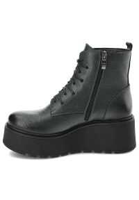 Zielone Botki Armodo Ocieplane Stylowe Obuwie Damskie. Kolor: zielony. Materiał: materiał. Styl: elegancki #6