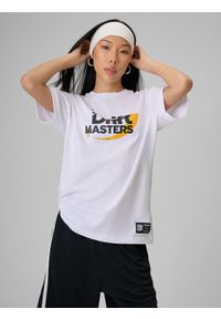 4f - 4F T-shirt loose z nadrukiem uniseks 4F x Drift Masters - biały M. Okazja: na co dzień. Kolor: biały. Materiał: bawełna, dzianina. Wzór: nadruk. Styl: street, casual, sportowy #2