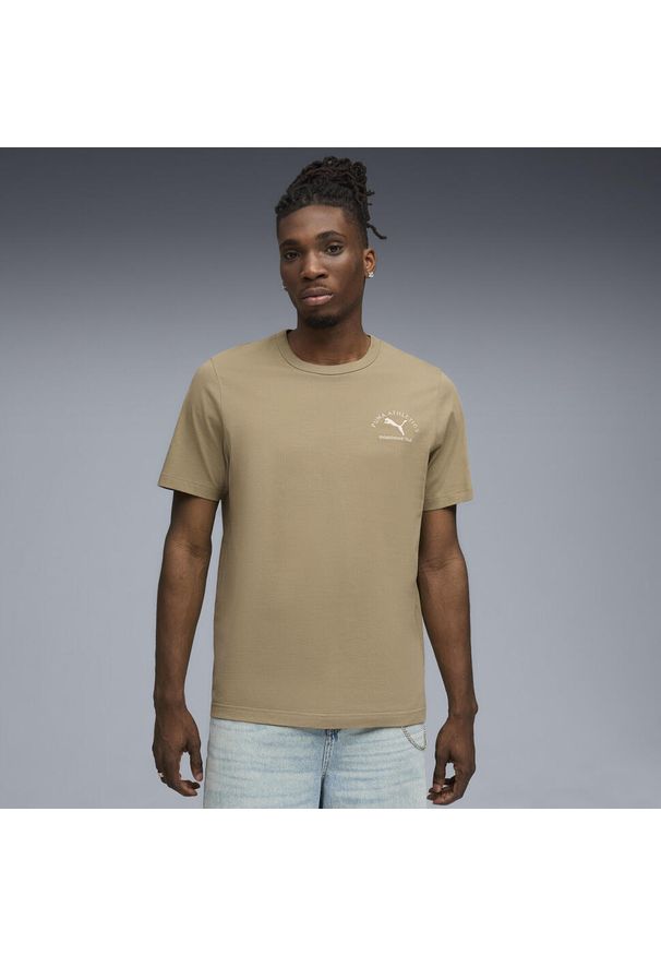 Puma - Męska koszulka PUMA Class z grafiką PUMA Ice Coffee Beige. Kolor: beżowy. Sport: fitness