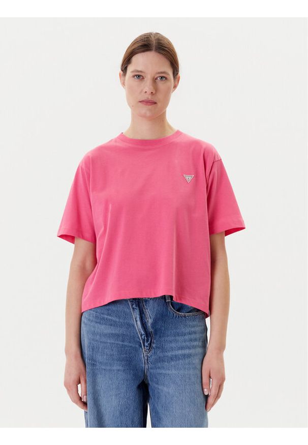 Guess T-Shirt W4YI05 K8HM0 Różowy Boxy Fit. Kolor: różowy. Materiał: bawełna
