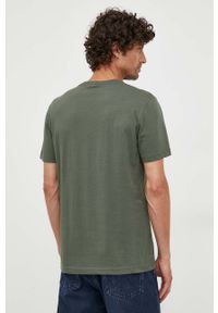 Calvin Klein Jeans t-shirt bawełniany kolor zielony z nadrukiem. Kolor: zielony. Materiał: bawełna. Długość rękawa: krótki rękaw. Długość: krótkie. Wzór: nadruk. Styl: klasyczny #3
