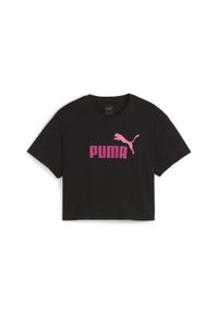 Krótka koszulka dziewczęca Puma Logo. Kolor: czarny. Materiał: bawełna. Długość: krótkie