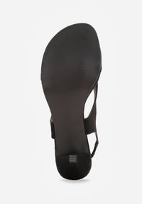 Born2be - Czarne Sandały VICES Typu Japonki na Kaczuszkowym Obcasie Sabrimis. Okazja: na co dzień. Kolor: czarny. Materiał: jeans. Obcas: na obcasie. Styl: casual, elegancki. Wysokość obcasa: średni #6