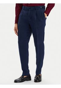 TOMMY HILFIGER - Tommy Hilfiger Spodnie materiałowe Smart Casual MW0MW42708 Granatowy Regular Fit. Okazja: na co dzień. Kolor: niebieski. Materiał: len. Styl: casual #1