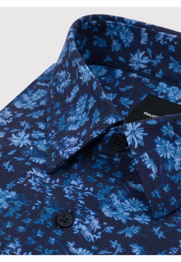 Pako Lorente - PAKO LORENTE – Granatowa dzianinowa koszula w kwiaty. Kolor: niebieski. Materiał: dzianina. Długość rękawa: długi rękaw. Długość: długie. Wzór: kwiaty