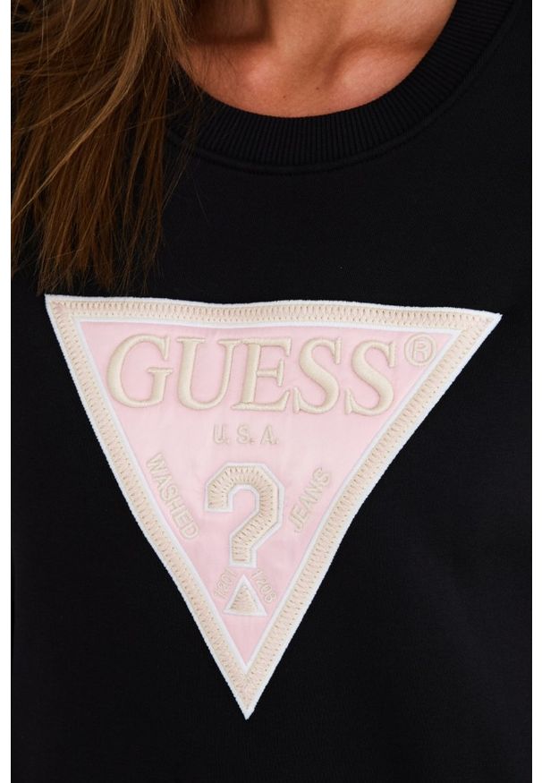 Guess - GUESS Czarna damska krótka bluza, Rozmiar L. Kolor: czarny. Długość: krótkie