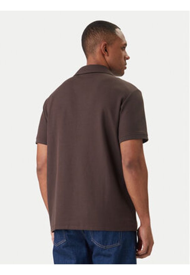 Calvin Klein Jeans Polo Easy Micro Waffle LV04RF205G Brązowy Regular Fit. Typ kołnierza: polo. Kolor: brązowy. Materiał: bawełna