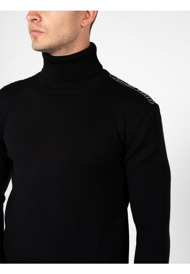 Les Hommes Sweter "Turtle" | LBK1000585U | Mężczyzna | Czarny. Okazja: na co dzień. Typ kołnierza: golf. Kolor: czarny. Materiał: wełna, akryl. Długość: długie. Sezon: jesień, zima. Styl: casual