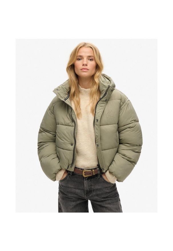 Superdry - Krótka pikowana kurtka Cocoon od SUPERDRY. Kolor: zielony. Długość rękawa: długi rękaw. Długość: krótkie. Styl: elegancki