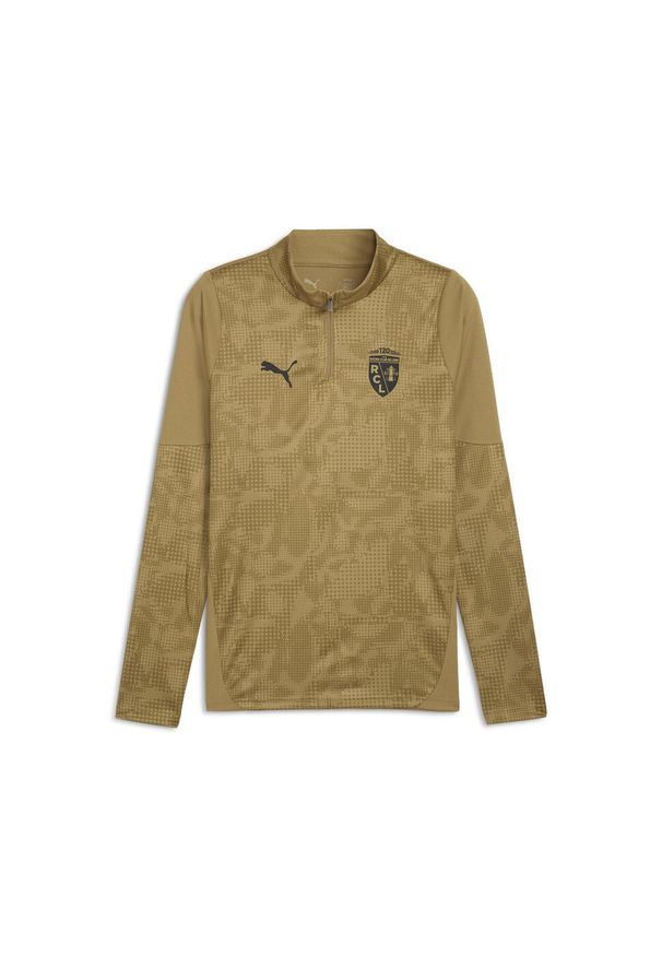 Puma - Męska bluza treningowa z zamkiem 1/4 RC Lens PUMA Matte Gold Black Beige. Kolor: czarny, wielokolorowy, beżowy. Sport: piłka nożna