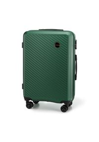 Wittchen - Średnia walizka z ABS-u w ukośne paski ciemnozielona. Kolor: zielony. Materiał: guma. Wzór: paski. Styl: elegancki #2