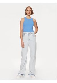 TOMMY HILFIGER - Tommy Hilfiger Top WW0WW38635 Niebieski Slim Fit. Kolor: niebieski. Materiał: wiskoza