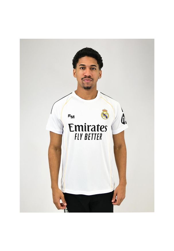 Koszulka domowa Real Madrid 25/26 dla mężczyzn. Kolor: czarny, wielokolorowy, biały. Materiał: poliester. Sport: piłka nożna
