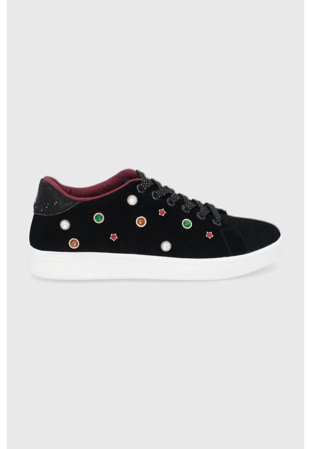 Desigual - Buty zamszowe. Nosek buta: okrągły. Zapięcie: sznurówki. Kolor: czarny. Materiał: zamsz