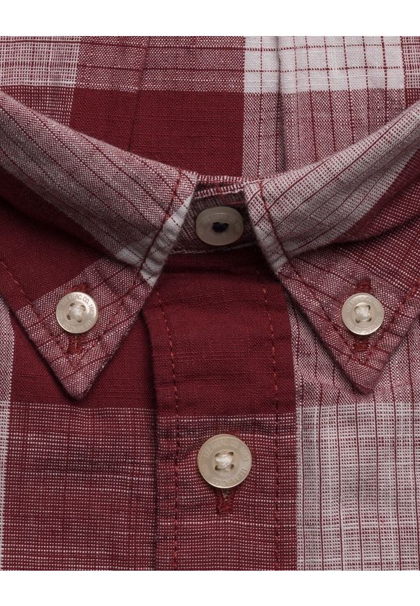 Lee - LEE BUTTON DOWN MĘSKA KOSZULA MATERIAŁOWA KRATA BIKING RED L880VATD. Typ kołnierza: button down. Materiał: materiał