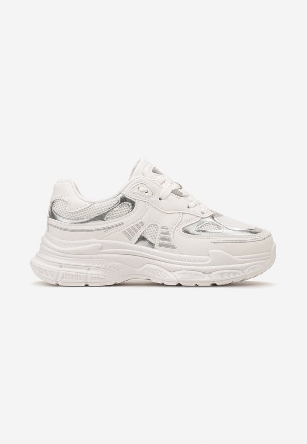Born2be - Białe Sneakersy z Modnymi Wstawkami i Tłoczoną Podeszwą Tayris. Kolor: biały