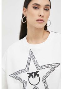 Pinko bluza damska kolor beżowy z nadrukiem. Kolor: beżowy. Wzór: nadruk #5