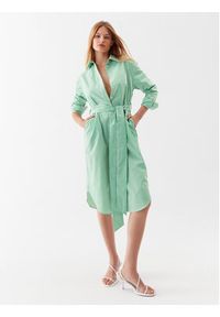 Simple Sukienka koszulowa SUD011 Zielony Regular Fit. Kolor: zielony. Materiał: bawełna. Typ sukienki: koszulowe #5