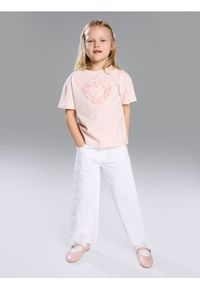 Sinsay - Jeansy wide leg z haftem - biały. Kolor: biały. Wzór: haft #1