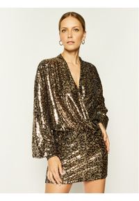 Manila Grace Sukienka koktajlowa A539PY Złoty Regular Fit. Kolor: złoty. Materiał: syntetyk. Styl: wizytowy #1