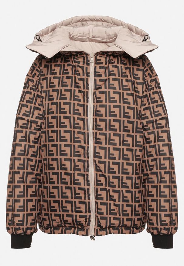 Born2be - Beżowa Dwustronna Kurtka Puffer z Odpinanym Kapturem i Kieszeniami Erisaria. Okazja: na spacer. Kolor: beżowy. Materiał: jeans, materiał. Styl: wizytowy, elegancki