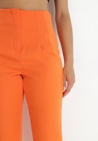 Born2be - Pomarańczowe Spodnie Fynthi. Stan: podwyższony. Kolor: pomarańczowy. Materiał: tkanina. Wzór: gładki, aplikacja. Styl: klasyczny #6