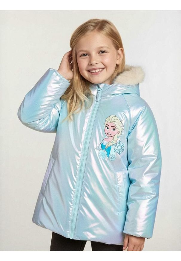 Sinsay - Kurtka z nadrukiem na plecach Frozen - błękitny. Kolor: niebieski. Wzór: nadruk