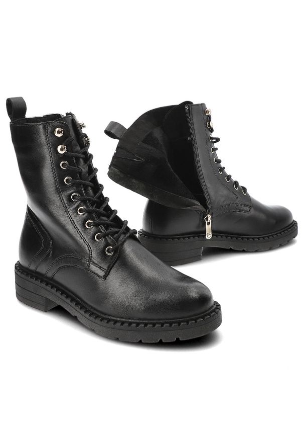 Czarne Botki Marco Tozzi Buty Ocieplane Damskie. Okazja: na co dzień. Kolor: czarny. Materiał: skóra. Obcas: na obcasie. Styl: casual, klasyczny, elegancki. Wysokość obcasa: niski
